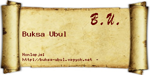 Buksa Ubul névjegykártya